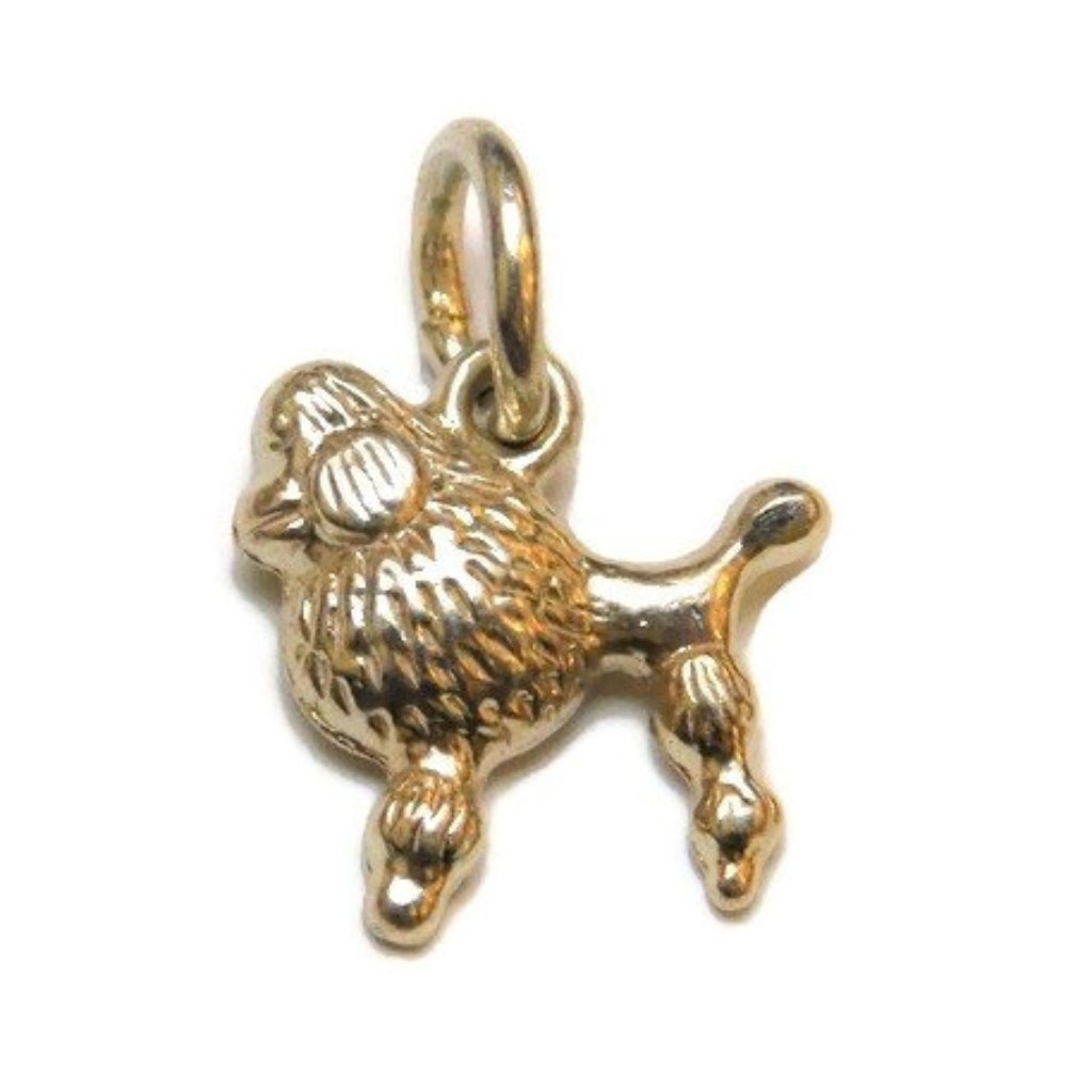 French Poodle Dog Charm Pendant 14k Yellow Gold